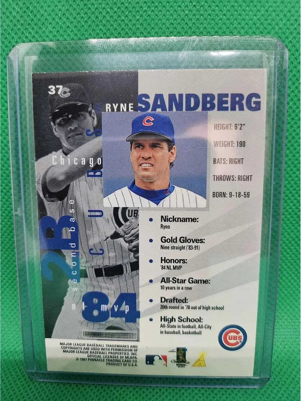 Ryne Sandberg - HOF - 1997 Pinnacle Inside #37 - Cubs - RAW Mint